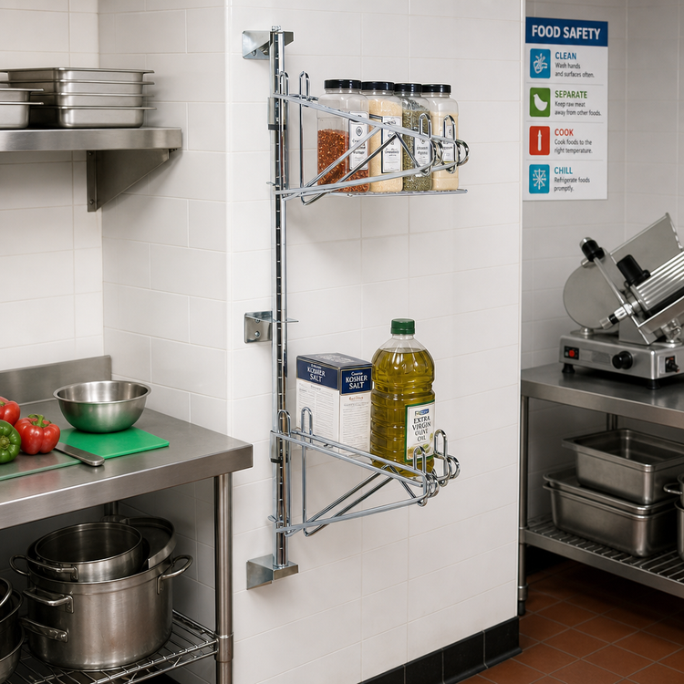 Product image #2 for Metro Super Erecta 14-Inch Chrome-Plated Post-Type Wall Mount Mid Unit, 2-Tier