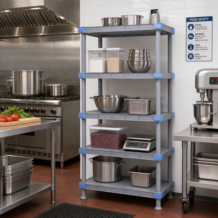 Product image #2 for Quantum Millenia 42"W x 24"D x 62"H 5-Shelf Solid Polymer Stationary Starter Shelving Unit