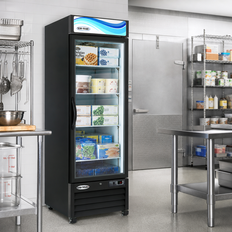 Product image #2 for Serv-Ware 1-Door 23 Cu. Ft. Black Glass Door Merchandiser Freezer