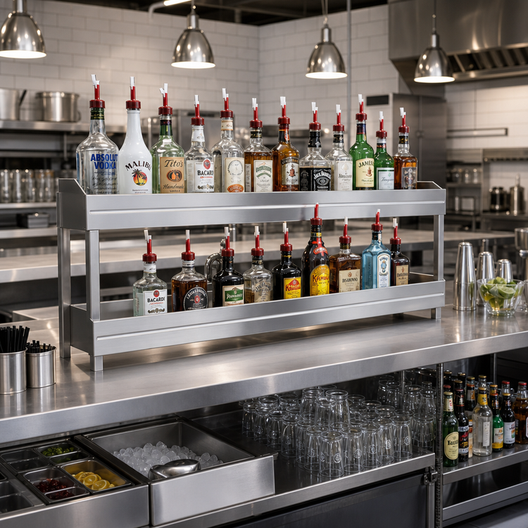 Product image #2 for Advance Tabco Underbar Basics 72-Inch Heavy-Duty Double-Tier Stainless Steel Speed Rail
