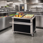 Thumbnail image #2 for Dinex DineXpress DXP4ST 60-Inch Mobile Stainless Steel Solid Top Utility Serving Counter, Open Cabinet Base, Modular Interlocking Design