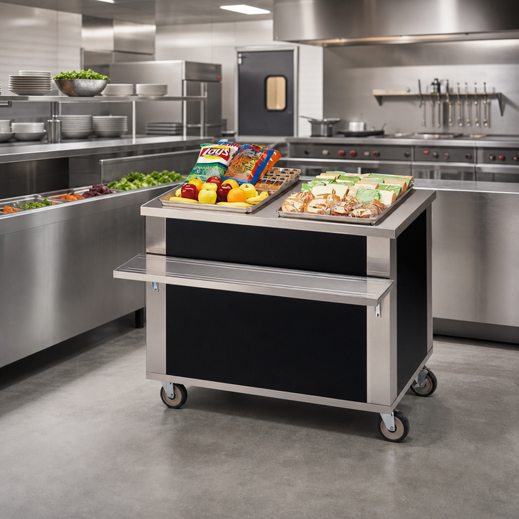 Product image #2 for DineXpress 60-Inch Mobile Stainless Steel Solid Top Utility Serving Counter