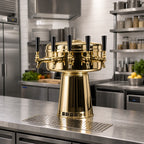 Thumbnail image #2 for Micro Matic USA MTB-5BR Mushroom Countertop Air-Cooled 5-Faucet Draft Beer Tower, Polished Brass