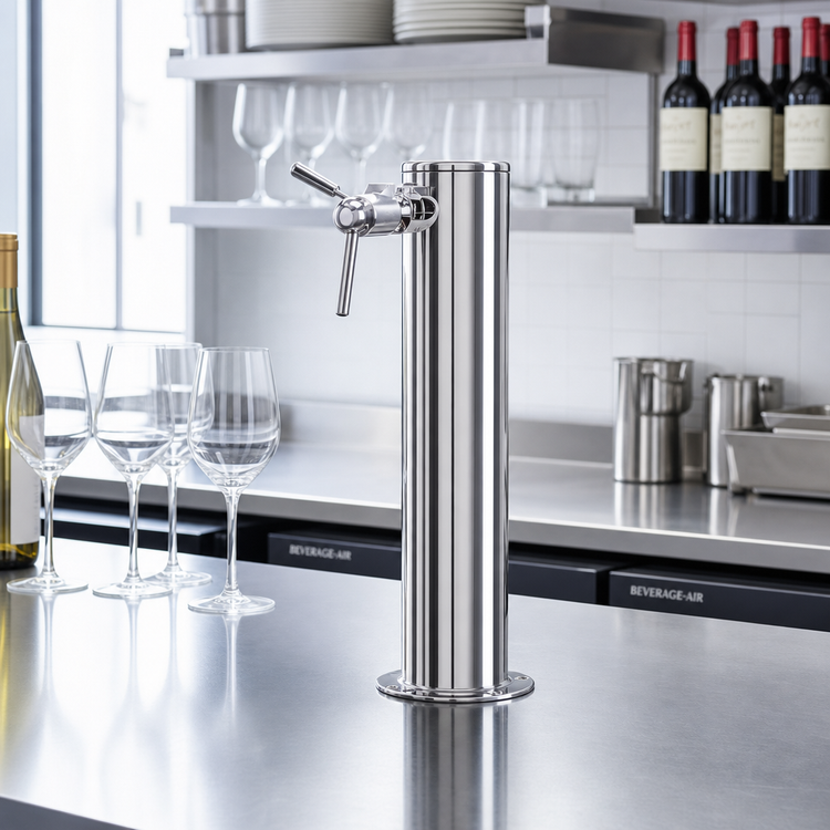 Product image #2 for Micro Matic Countertop Air-Cooled Column Wine Font, Single Side-Pull Faucet, 3-Inch Diameter x 12-Inch H, Polished Stainless Steel