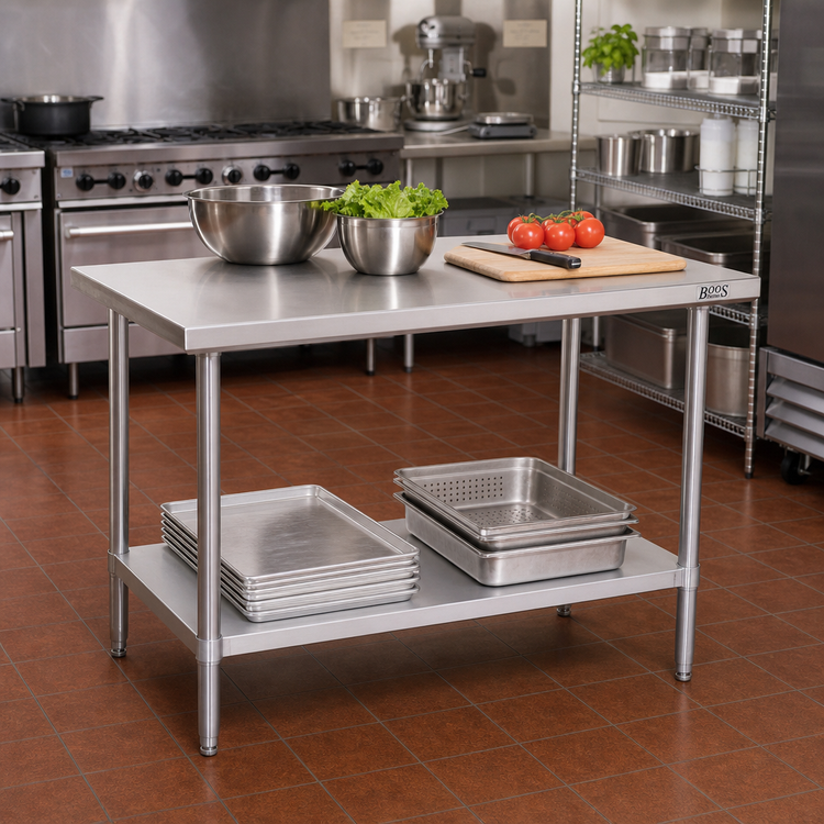 Product image #2 for John Boos Stallion 48 Inch x 24 Inch Stainless Steel Top Budget Work Table with Undershelf