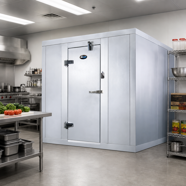 Product image #2 for AmeriKooler Outdoor Quick Ship 8 Ft x 8 Ft Walk-In Cooler with Aluminum Floor and Remote R-448A Refrigeration