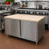 Thumbnail image #2 for BK Resources Hard Maple Top Chef Table with Stainless Steel Cabinet Base and Hinged Doors, 60 x 36 Inch