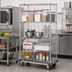 Thumbnail image #2 for Mobile Wire Shelving Enclosure Cart with Dolly Base, 4 Shelves, 36W x 18D x 70H, Chrome Plated