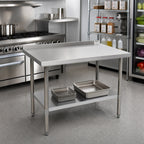 Thumbnail image #2 for John Boos Stallion UFBLS4818 48 x 18-Inch 18/430 Stainless Steel Work Table with 1-1/2-Inch Backsplash and Adjustable Undershelf
