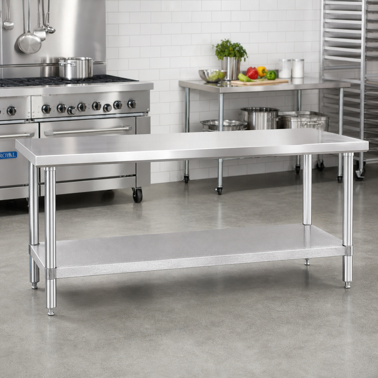 Product image #2 for 72 Inch x 30 Inch Stainless Steel Undershelf for Work Tables