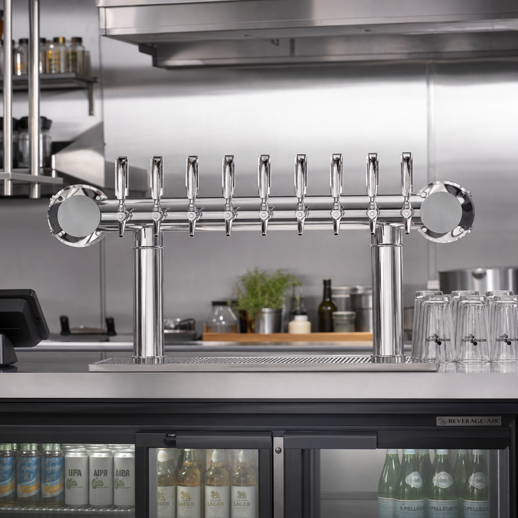 Product image #2 for Metropolis WM 10-Faucet Wall-Mount Glycol-Cooled Draft Beer Tower, 2-Column, Polished Stainless Steel