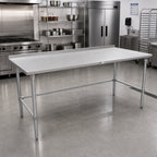 Thumbnail image #2 for John Boos Stallion ST4R1.5-36144GBK Stainless Steel Work Table, Open Base, 14-Gauge 300 Series Top, Rear Up-Turn, 144 x 36 Inches