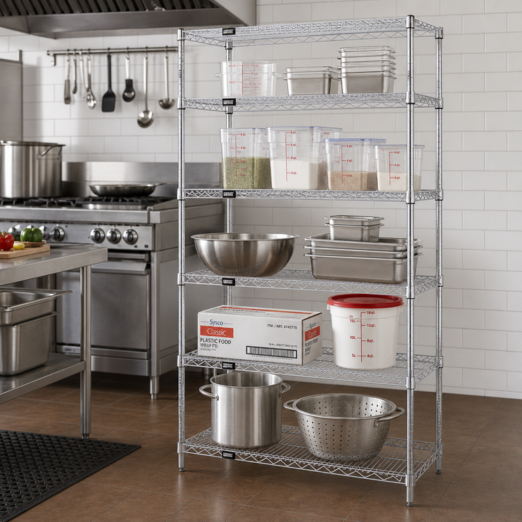 Product image #2 for Quantum 24-Inch x 24-Inch x 74-Inch Wire Shelving Starter Kit, 5 Shelves, Chrome Plated