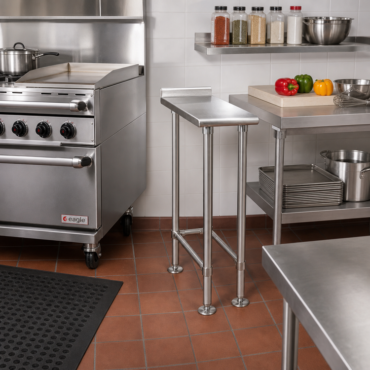 Product image #2 for Eagle Group Spec-Master 12" W x 24" D 14-Gauge 304 Stainless Steel Filler Table with Rear Upturn