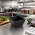 Thumbnail image #2 for American Metalcraft 23 oz Square Break-Resistant Melamine Bowl, Faux Slate Black