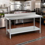 Thumbnail image #2 for Eagle Group Spec-Master T30108EM-BS 108-Inch x 30-Inch Stainless Steel Work Table with 4-1/2-Inch Backsplash and Galvanized Undershelf
