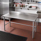 Thumbnail image #2 for Eagle Group Budget Series T2484STB-BS 84-Inch x 24-Inch 430 Stainless Steel Work Table with 4-1/2-Inch Backsplash and Open Tubular Base
