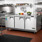 Thumbnail image #2 for Everest Refrigeration ETBR3 Three-Section 22 Cu. Ft. Undercounter Worktop Refrigerator, Solid Doors, Rear-Mounted Self-Contained Refrigeration