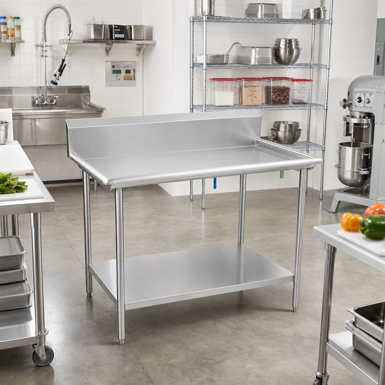 Product image #2 for John Boos Stainless Steel Sorting Table with 10-Inch Backsplash and Undershelf, 48-7/8 x 30-3/8 Inches