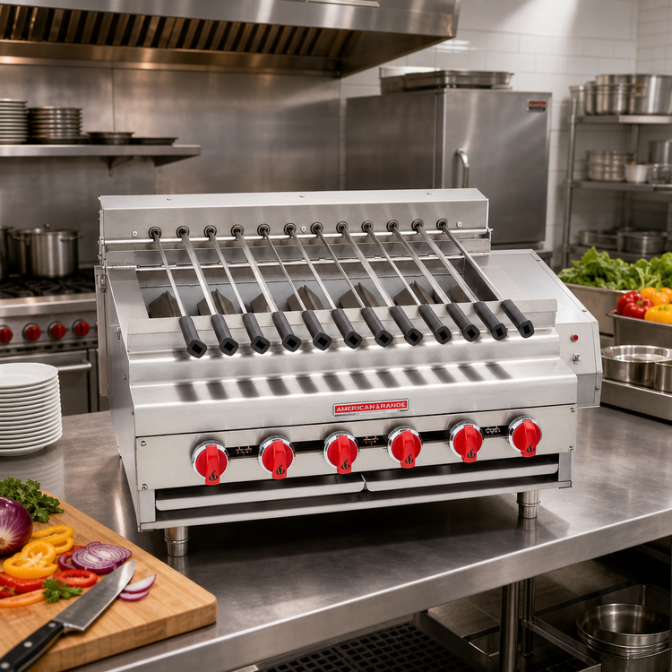 Product image #2 for American Range ARKB-60-R 60-Inch Countertop Gas Rotisserie Kebob Broiler, 10 Burners, 300,000 BTU