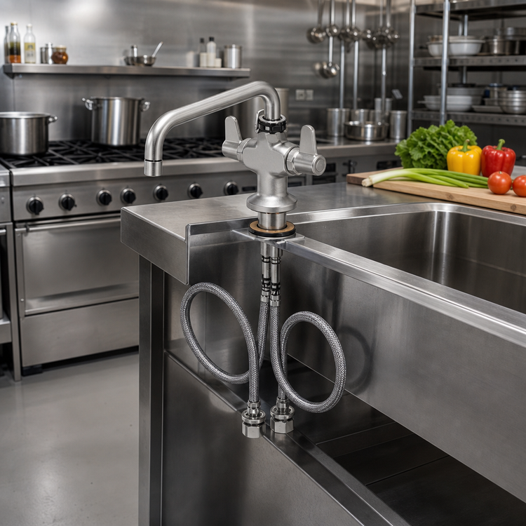 Product image #2 for equip Single Hole Deck Mount Mixing Faucet with 8 1/8-Inch Swing Nozzle and Lever Handles
