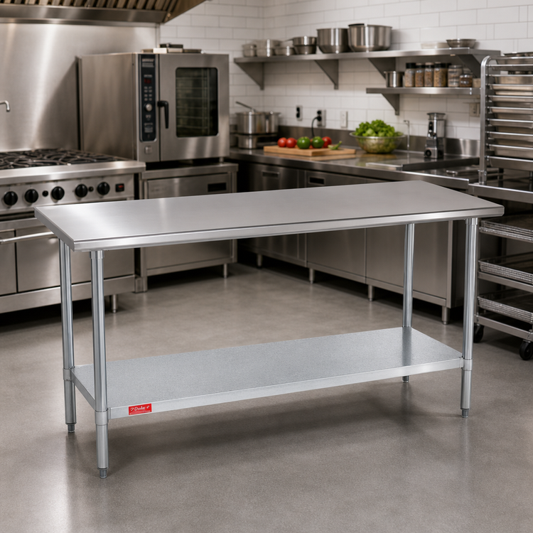 Product image #2 for Duke 72" x 24" Stainless Steel Top Work Table with Galvanized Undershelf