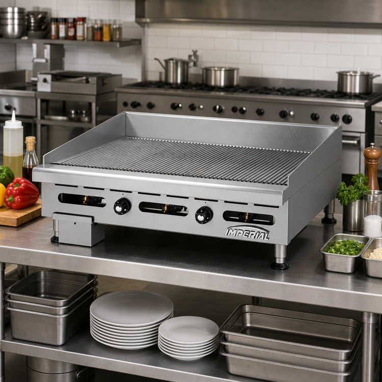 Product image #2 for Imperial IGG-60 60-Inch Grooved Countertop Gas Griddle, 24-Inch Deep Cooking Surface