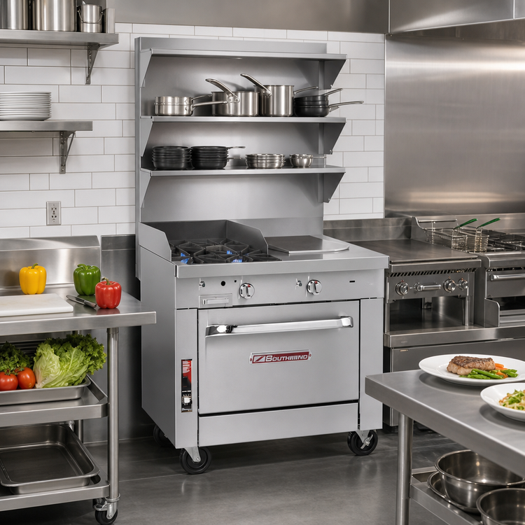 Product image #2 for Southbend Platinum 32-Inch Modular Countertop Gas Range with 2 Open Burners and 16-Inch Hot Top