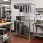 Thumbnail image #2 for Quantum WR74-2436C-22D 36-Inch Chrome Stationary Wire Shelving Stencil Unit with 3 Shelves and 22 Dividers
