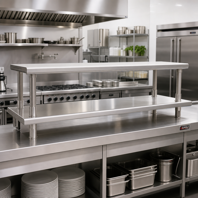 Product image #2 for Eagle Group 120-Inch Wide Pass-Thru Shelf with Overshelf, Stainless Steel
