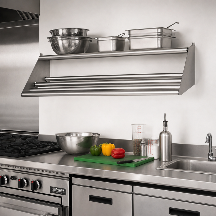 Product image #2 for Eagle Group 63-Inch Wall-Mounted Tubular Rack Shelf