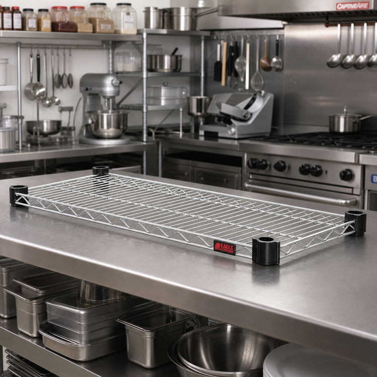 Product image #2 for Eagle Group QuadTruss Quad-Adjust 42 Inch x 14 Inch Stainless Steel Wire Shelf