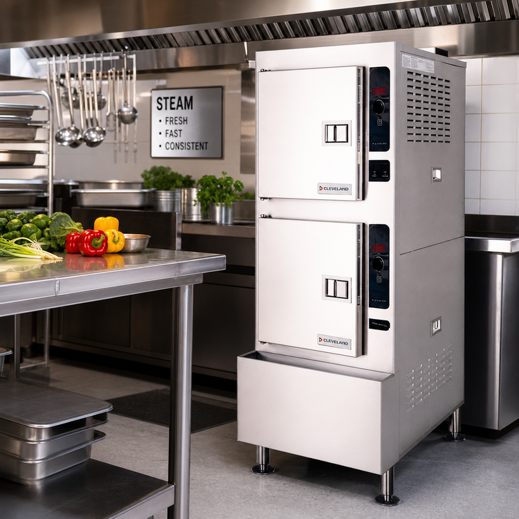 Product image #2 for Cleveland Range SteamCraft Gemini 10 Two-Compartment Floor Model Electric Pressureless Convection Steamer