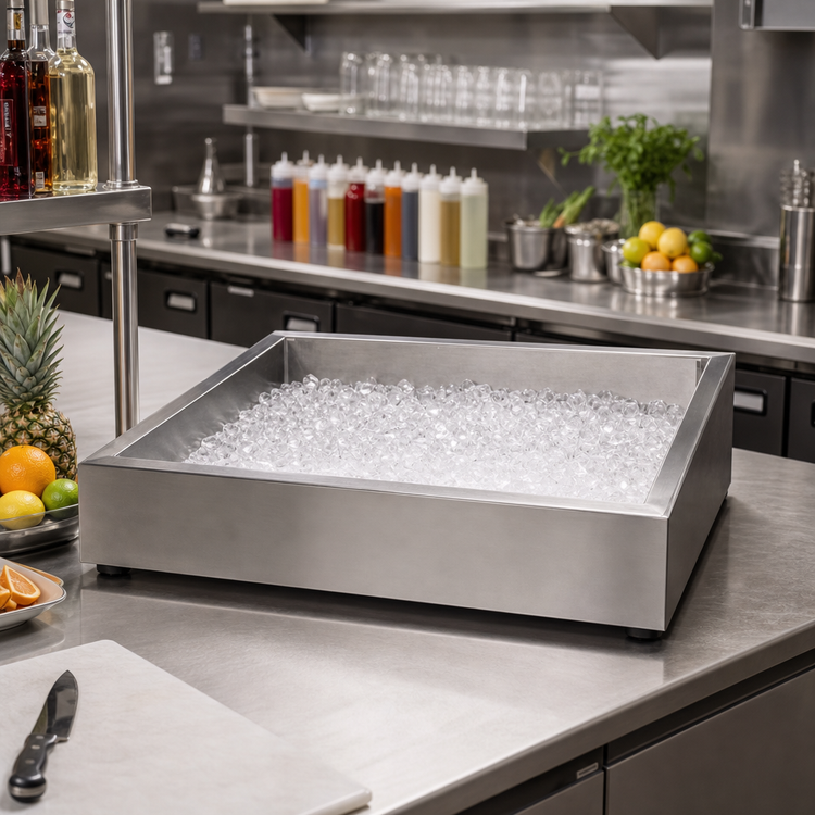 Product image #2 for Atlas Metal Countertop Marche Style Insulated Stainless Steel Ice Pan, 24 x 24 Inches