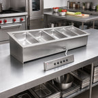 Thumbnail image #2 for Eagle Group SGDI-5-240T6-D Five-Well Drop-In Electric Hot Food Well, Full-Size Pans, Wet/Dry, Individual Thermostatic Controls, Drain