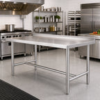 Thumbnail image #2 for Klinger's Trading HBST3084 84-Inch x 30-Inch Stainless Steel Open Base Work Table with 2-Inch Rear Up-Turn