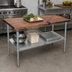 Thumbnail image #2 for John Boos 60-Inch x 24-Inch x 35-Inch Wood Top Work Table with Adjustable Undershelf, American Black Walnut, Galvanized Legs