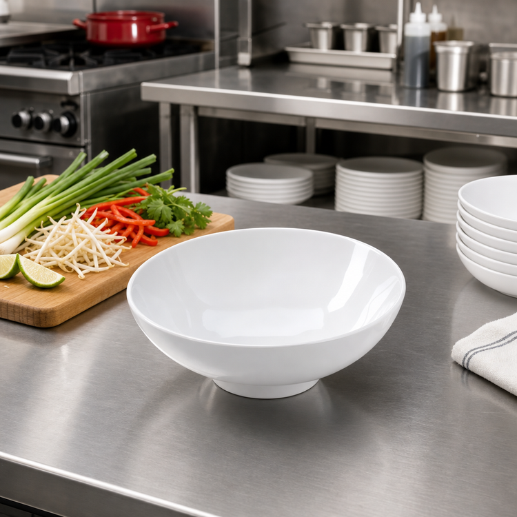 Product image #3 for American Metalcraft 32 oz White Melamine Round Noodle Bowl