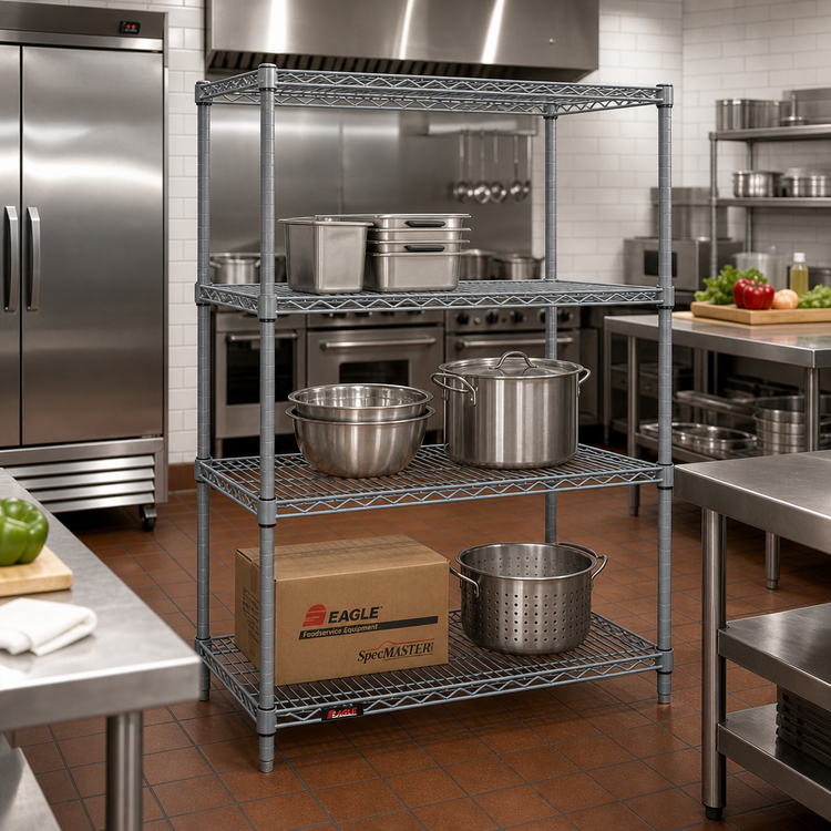 Product image #2 for Eagle Group Valu-Master QuadTruss 72 Inch x 36 Inch Wire Shelf, Pewter Gray Epoxy Finish