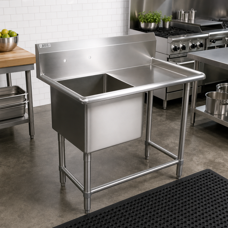 Product image #2 for John Boos Pro-Bowl 1-Compartment Sink with Right Drainboard and 10-Inch Backsplash