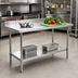 Thumbnail image #2 for Omcan USA 72-Inch x 30-Inch 20-Gauge 430 Stainless Steel Work Table with 4-Inch Backsplash and Undershelf