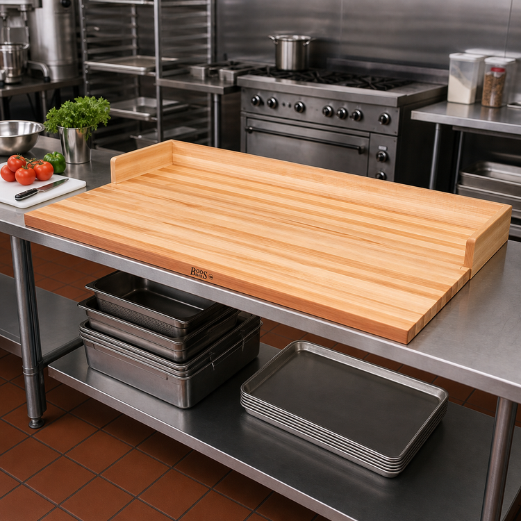 Product image #2 for John Boos 60-Inch x 24-Inch Edge Grain Maple Work Table Top with 4-Inch Coved Backsplash