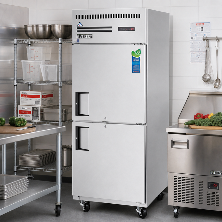 Product image #2 for Everest Refrigeration ESFH2 One-Section Reach-In Freezer, 23 Cu. Ft., Half Doors, Top-Mounted Self-Contained Refrigeration