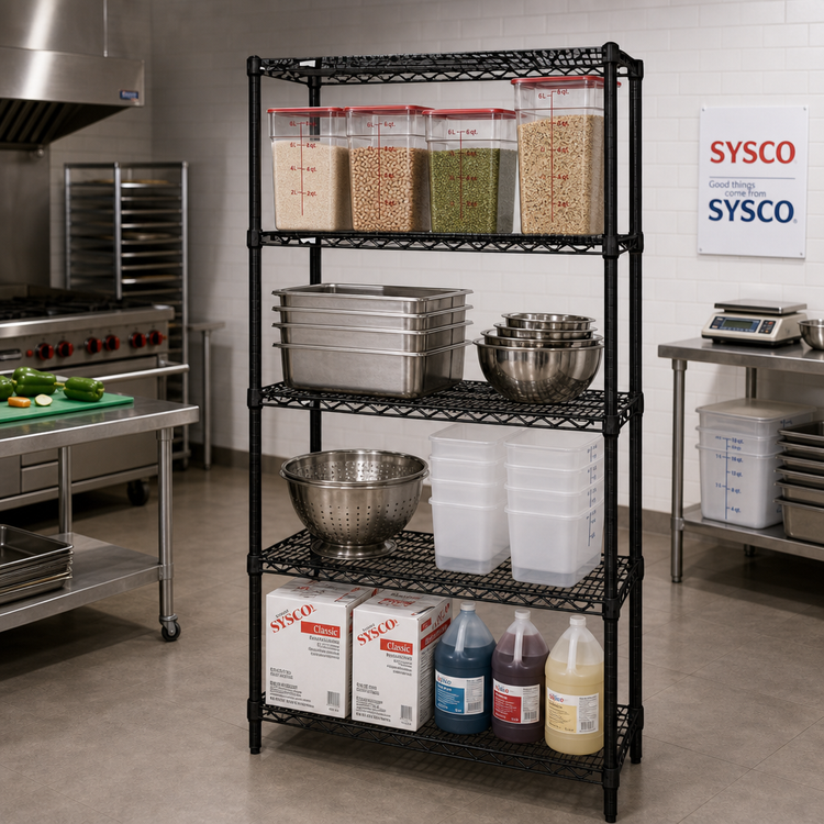 Product image #2 for Quantum 4-Shelf 36"W x 18"D x 86"H Black Epoxy Antimicrobial Wire Shelving Starter Kit