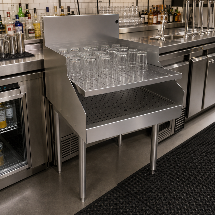 Product image #2 for Glastender Recessed Free-Standing Stainless Steel Drainboard, 24"W x 29"D, Double Speed Rail