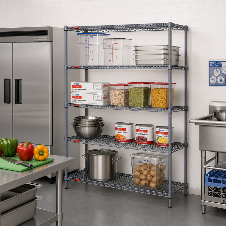 Product image #2 for Eagle Group Valu-Master 4-Tier Stationary Wire Shelving Starter Unit, 72W x 18D x 74H, Pewter Gray Epoxy