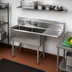 Thumbnail image #2 for BK Resources Two Compartment Stainless Steel Sink with 24-Inch Right-Hand Drainboard and 10-Inch Backsplash