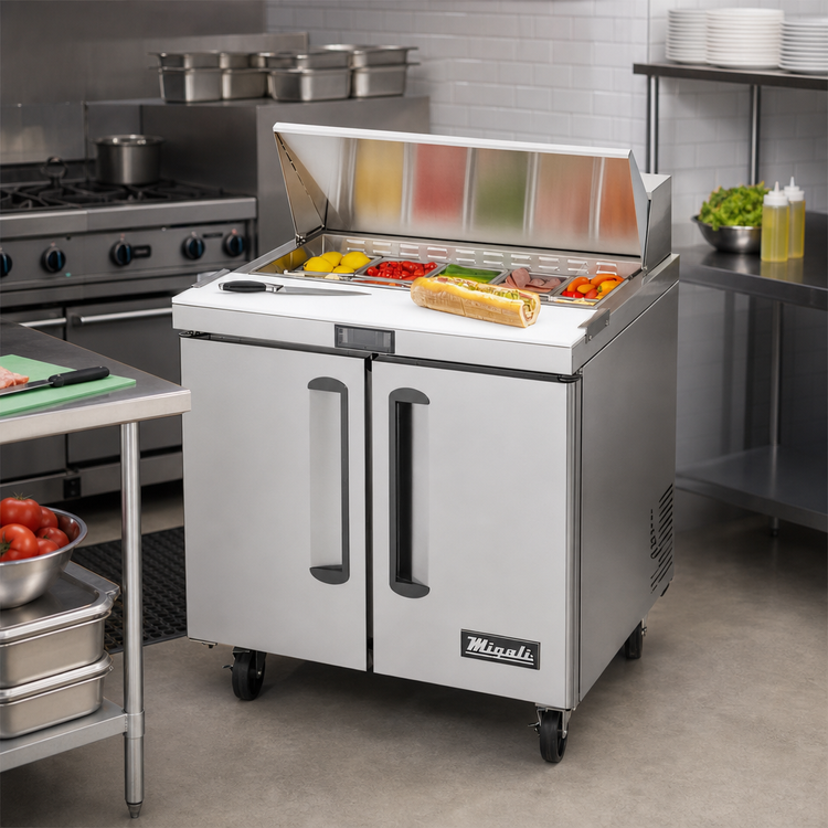 Product image #3 for Migali Competitor Series® Single-Section Refrigerated Sandwich Prep Table, 36.3 In. W, 10-Pan, 2-Door, Stainless Steel
