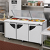 Thumbnail image #2 for Turbo Air Super Deluxe 72-5/8-Inch Three-Section Glass Lid Sandwich/Salad Prep Table, 18-Pan Capacity