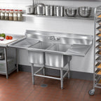Thumbnail image #2 for Eagle Group Spec-Master FN2040-2-18R-14/3 Two-Compartment 14-Gauge Stainless Steel Sink, Right Drainboard, 20 x 20 x 14 in Bowls